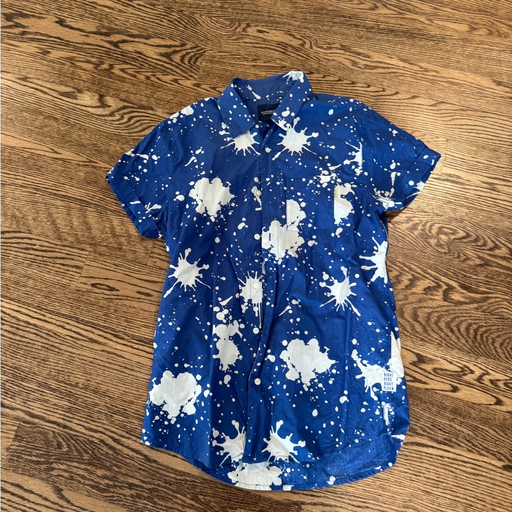 Scotch & Soda Amsterdam Blauw Paint Splatter Shirt M
